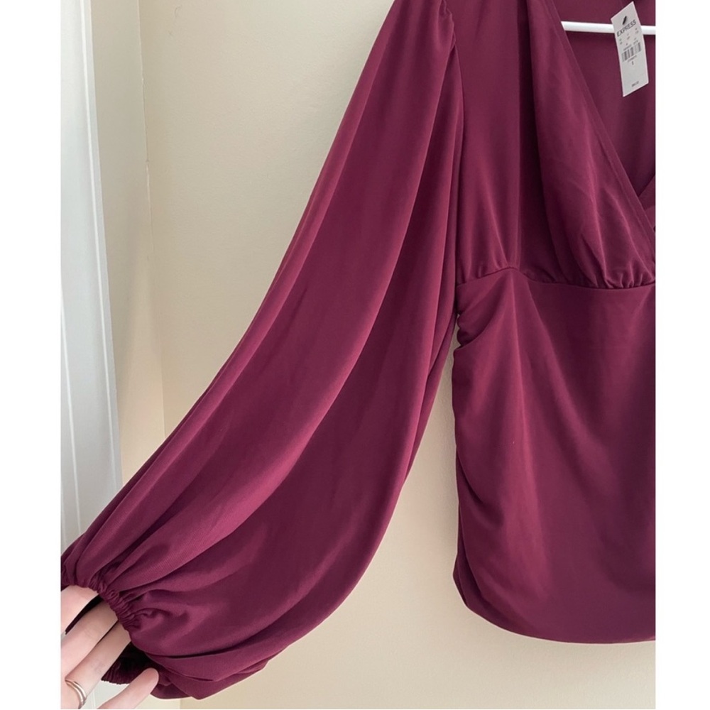 Express Burgundy Ruched Top - Picture 2 of 3